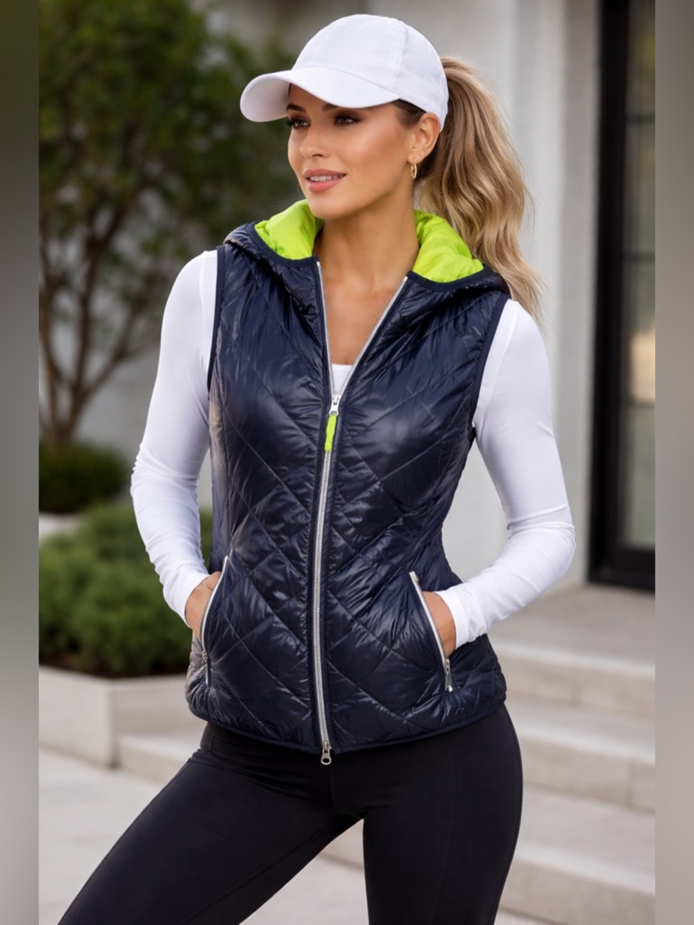Golfino Reversible Quilted Vest with Hood